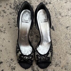Stuart Weitzman Black Floral Lace Heels
